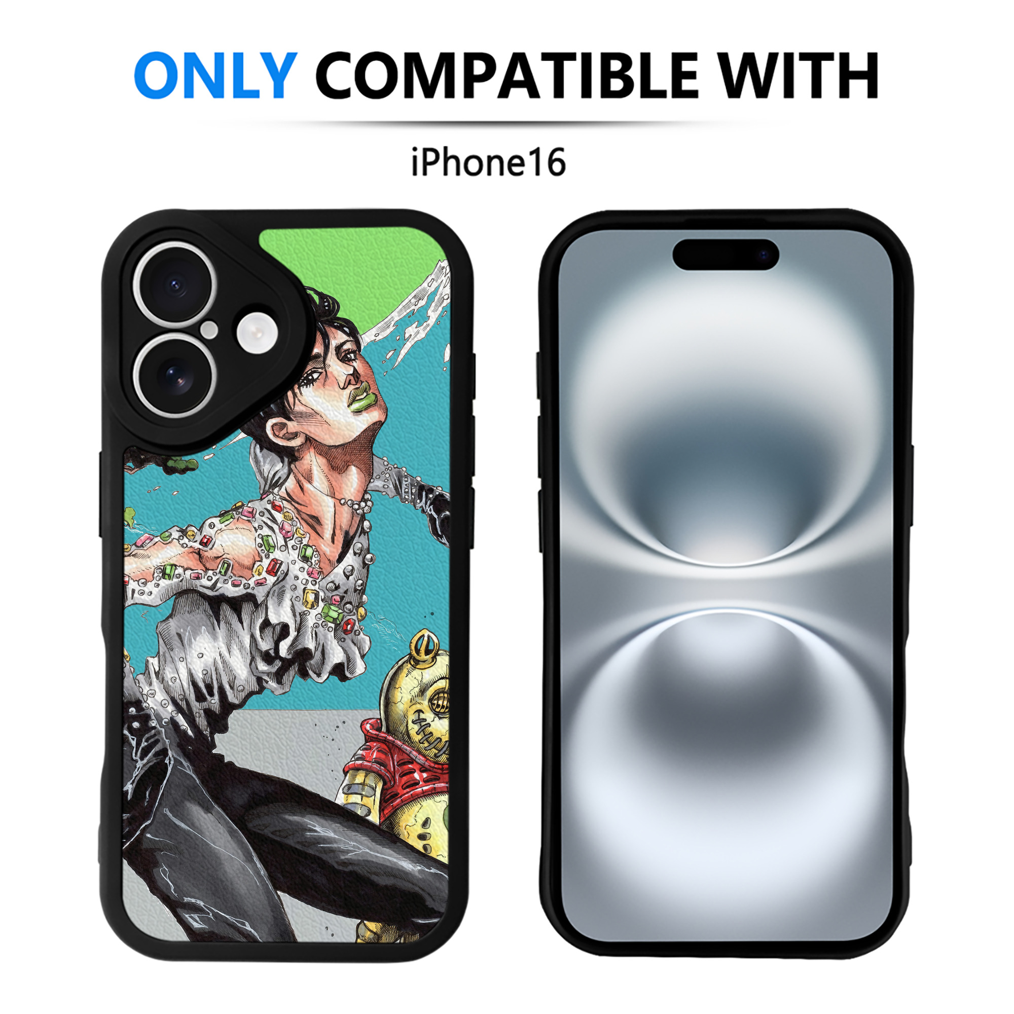 （画像用） ジョジョの奇妙な冒険 JoJo's Bizarre Adventure 【iPhone 16シリーズ対応】シリコンスマホケース（レザー調） 材質：シリコン